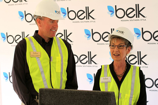 New Belk to Open in Glade Parks Development, Euless Council Members Tompkins and Eilenfeldt giving remarks